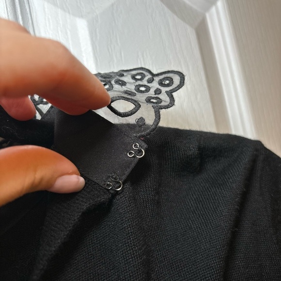 Club Monaco - Black Merino 100% Wool Lace Sweater in Size XS - Picture 4 of 7